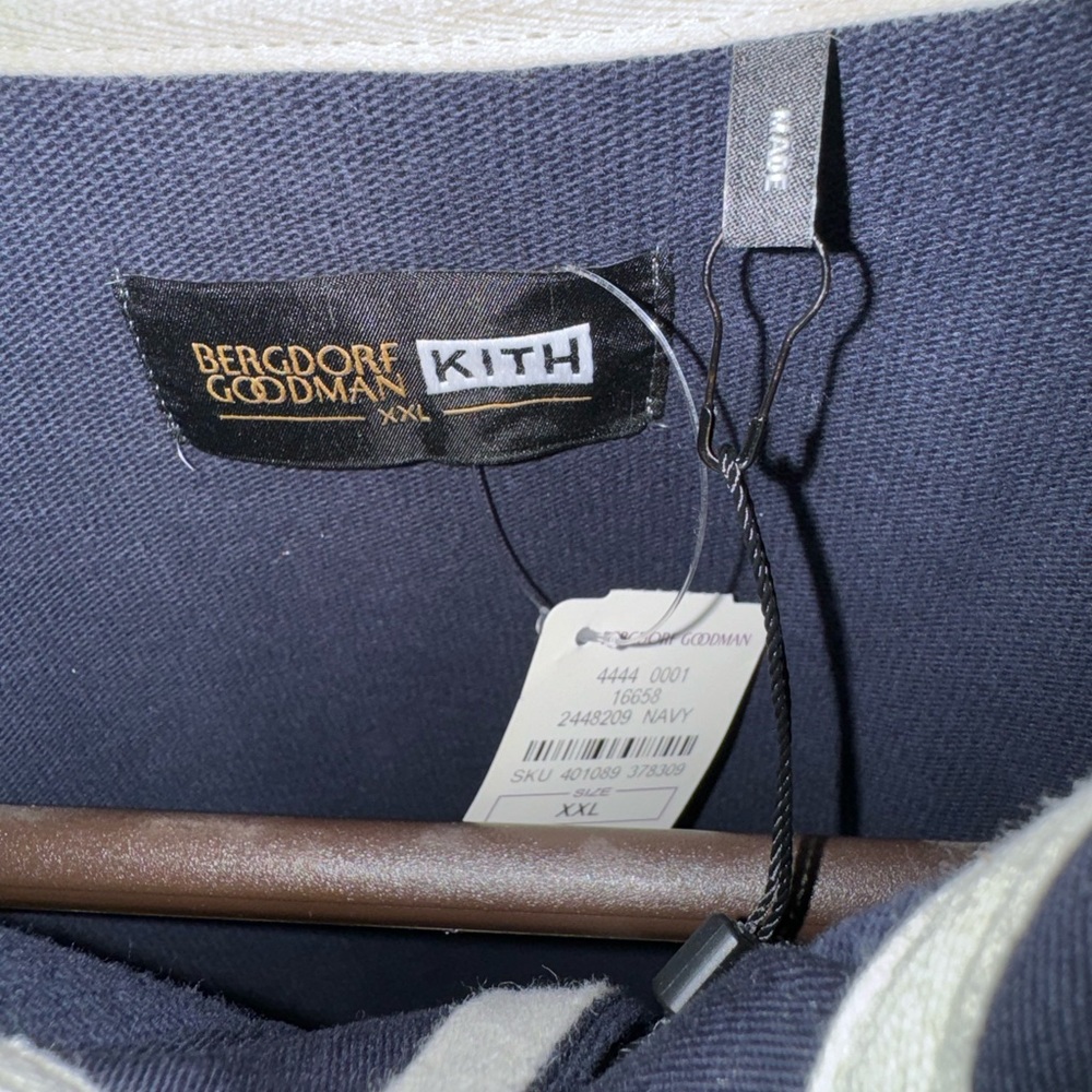 Kith X Bergdorf Goodman Navy White Gold Pullover Sweatshirt Rugby XXL - Picture 5 of 11